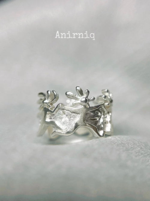 Vintage Celestial Engraved Ring – Adjustable Silver Band